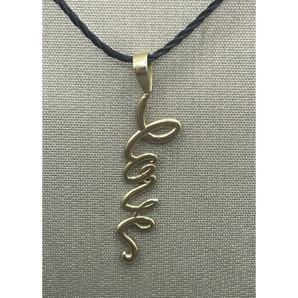 10K Yellow Gold Cursive Love Pendant (26759)